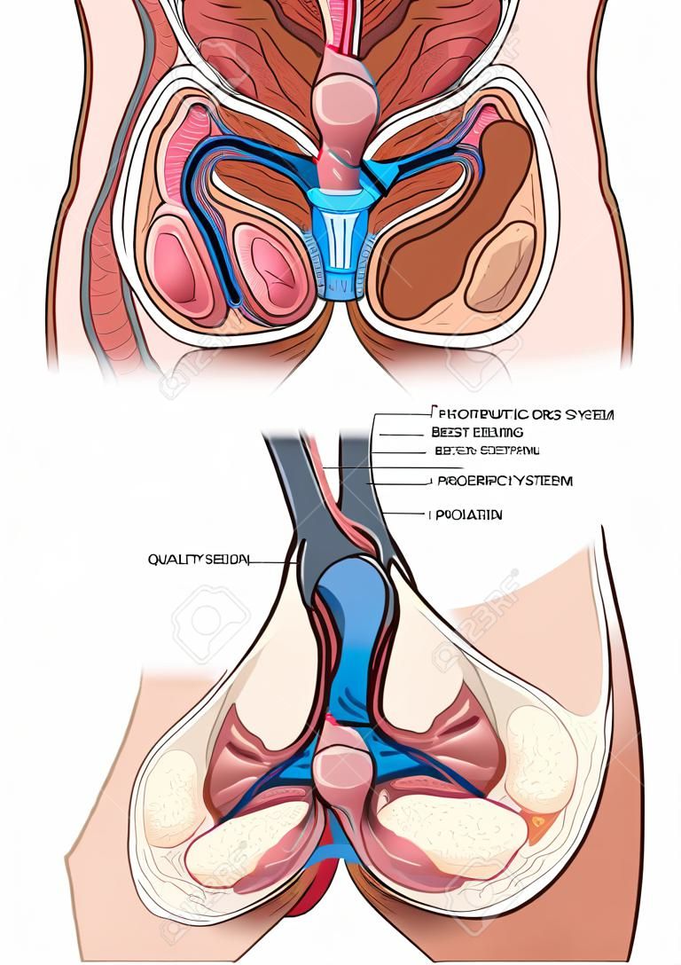 Diagram of a cross section of the human reproductive system 