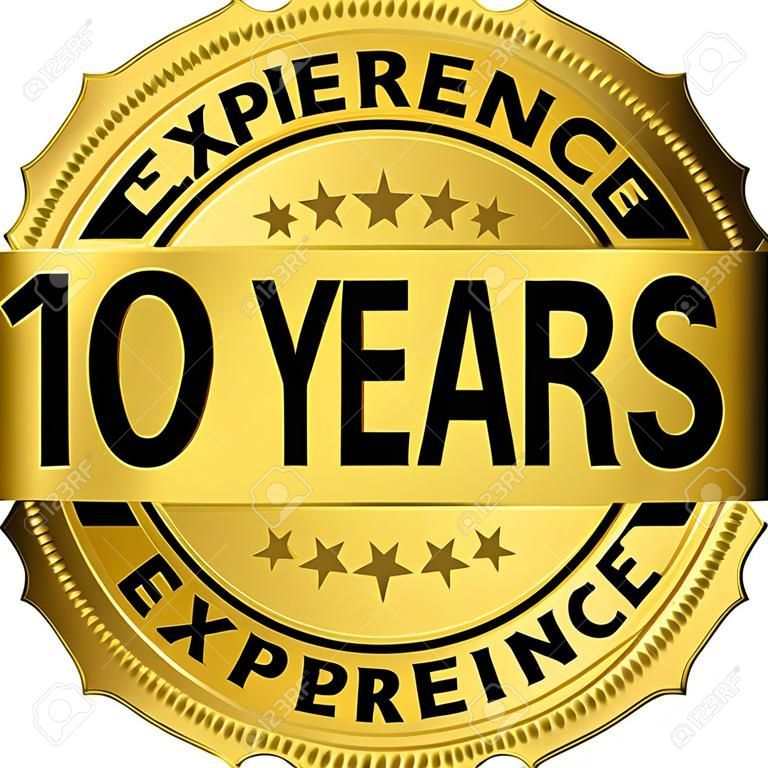 10 lat doświadczenia złotą etykietę ze wstążką