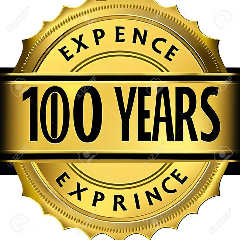 10 years experience golden label with ribbon