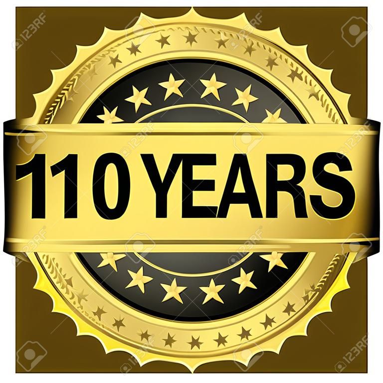 10 years experience golden label with ribbon