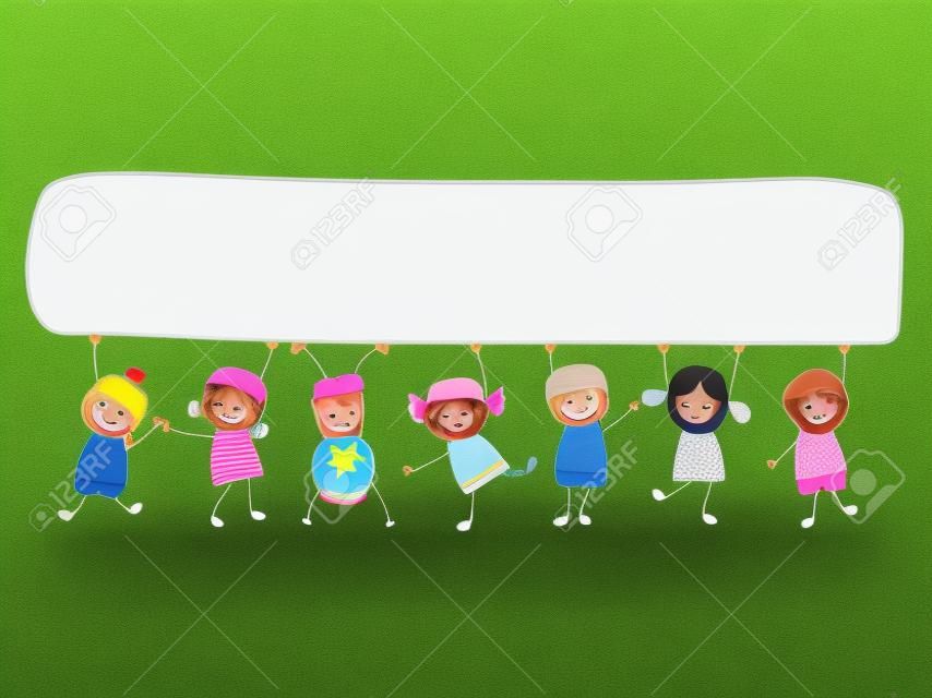bambini felici con banner