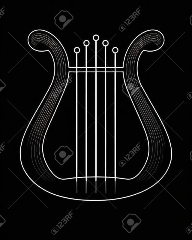 Lyra - a symbol of inspiration a musical instrument - vector silhouette. Harp - a symbol of art - an icon for a pictogram. Lyra - vector black silhouette of a string instrument.