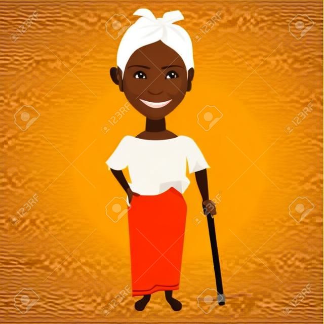 Mulher agricultora africana. Ilustração vetorial isolada no fundo branco