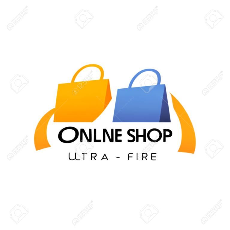 icona di vettore di progettazione logo negozio online. disegno del logo dello shopping