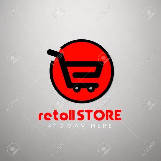 modello di progettazione del logo del negozio al dettaglio. disegno dell'icona del logo del carrello della spesa