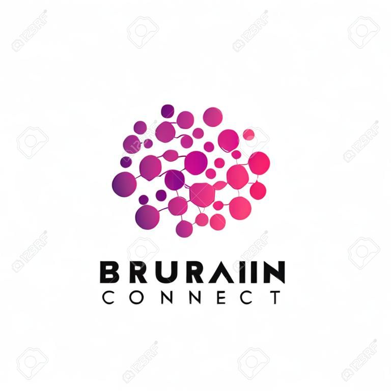Icono de vector de logotipo de conexión cerebral. cerebro digital. diseño de logotipo de centro de cerebro.