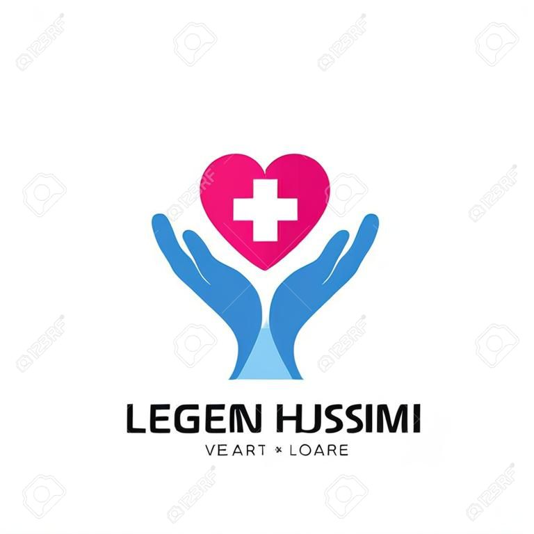 Ilustración de icono de vector de plantilla de diseño de logotipo de cuidado del corazón