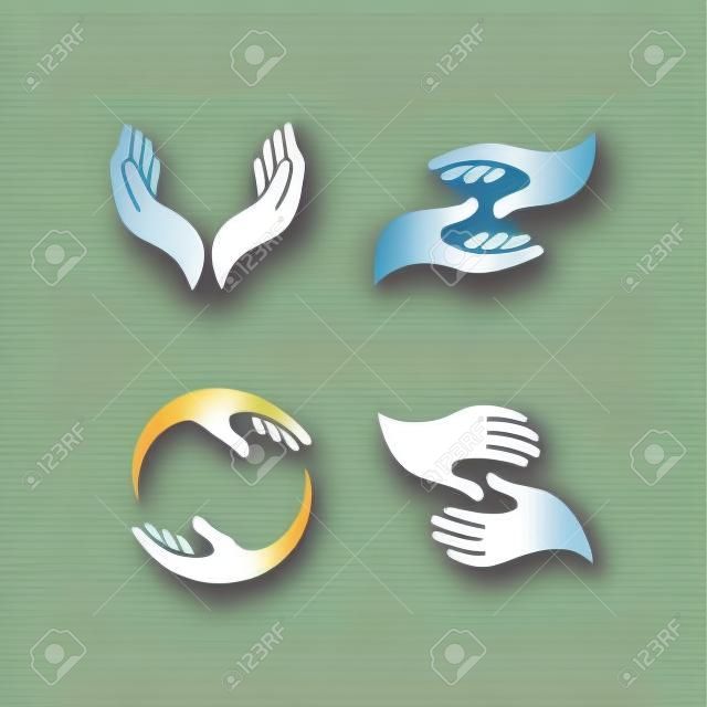 plantilla de diseño de logotipo de cuidado de manos. Ilustración de icono de vector de cuidado de manos
