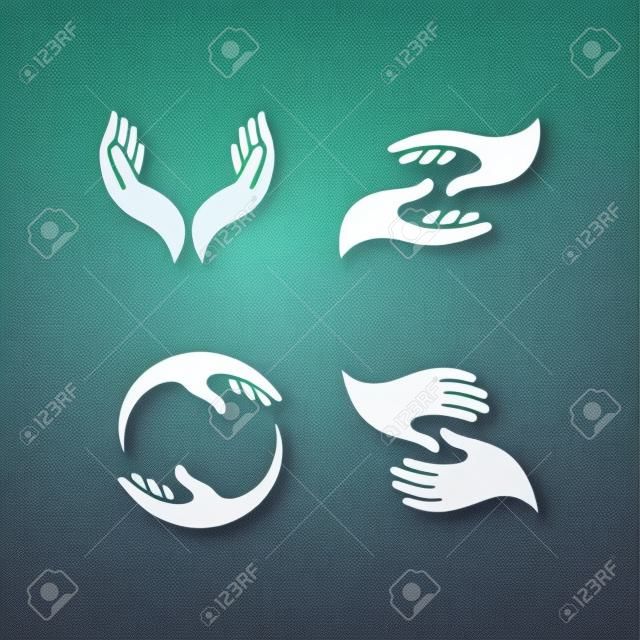 plantilla de diseño de logotipo de cuidado de manos. Ilustración de icono de vector de cuidado de manos