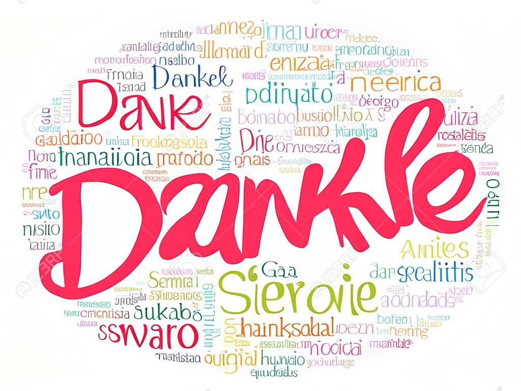 Danke (Thank You in German) Word Cloud background, all languages, multilingual for education or thanksgiving day