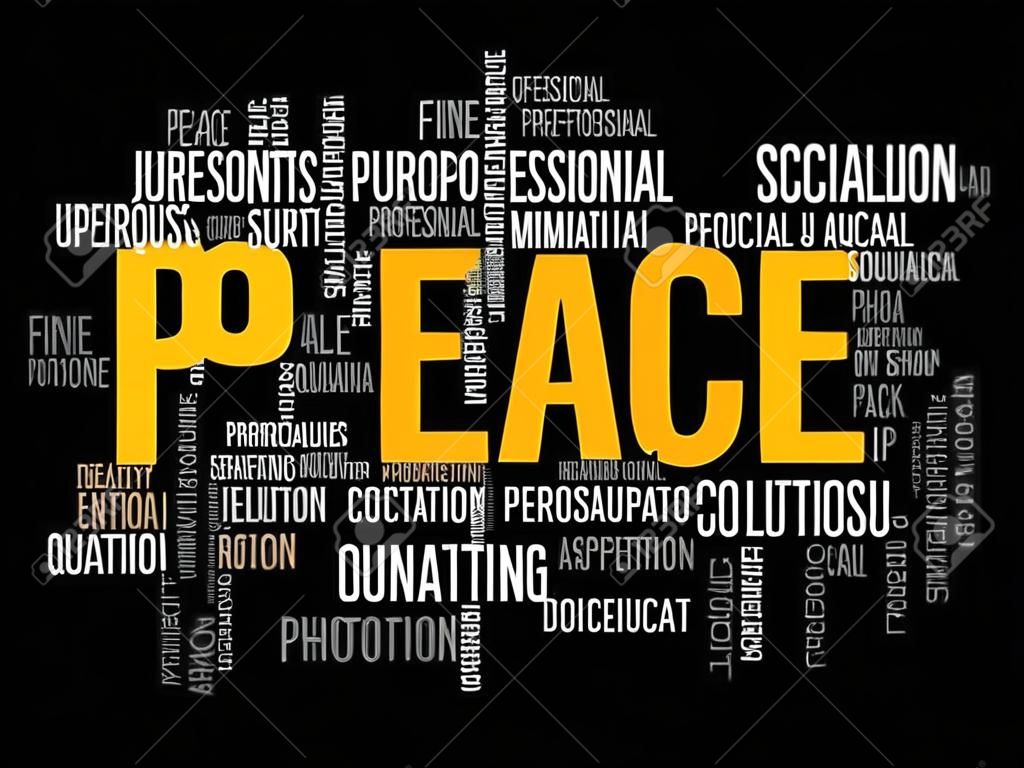 Peace word cloud collage, social concept background