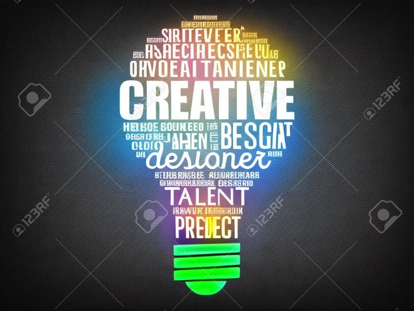 CREATIVE light bulb word cloud, creative business concept background
