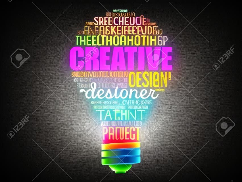 CREATIVE light bulb word cloud, creative business concept background