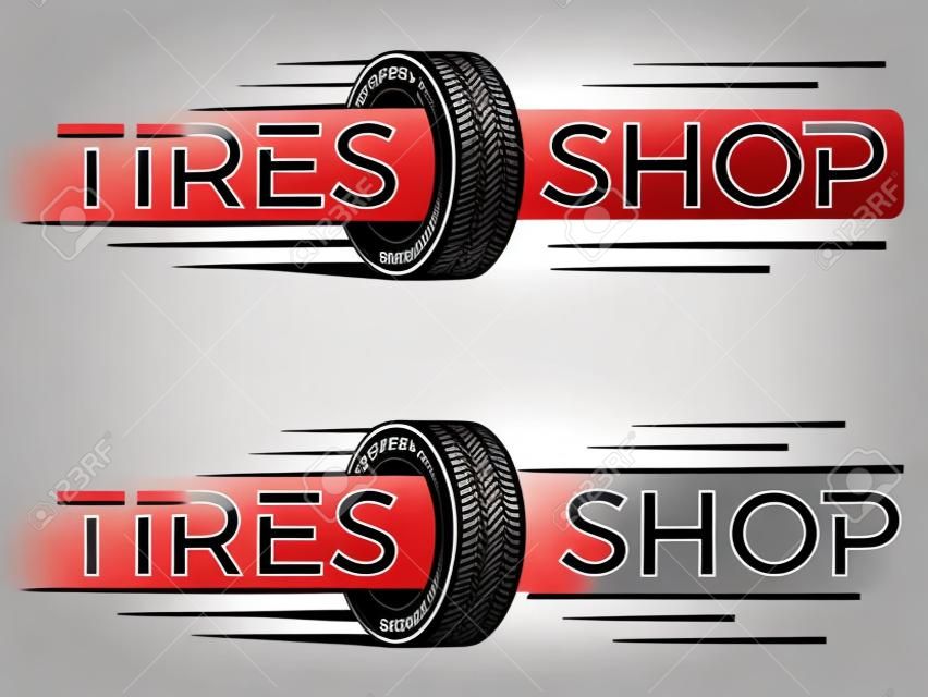 logotipo da loja de pneus de velocidade Ilustração vetorial.