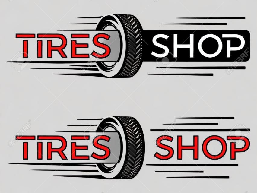 logotipo da loja de pneus de velocidade Ilustração vetorial.