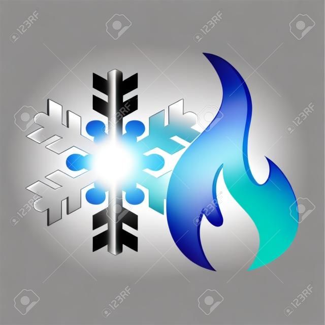 riscaldamento e raffreddamento - design del logo