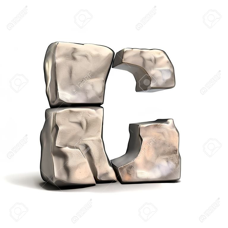 Stone font letter E 3D render illustration isolated on white background