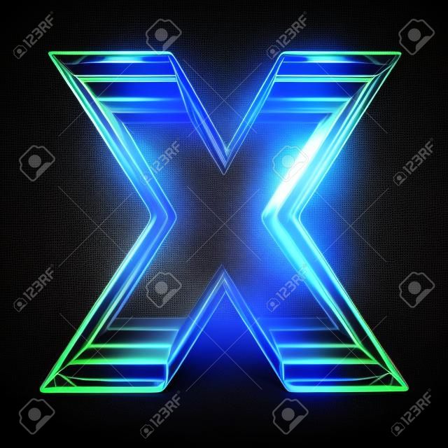 Transparent x-ray letter X. 3D render illustration on black background