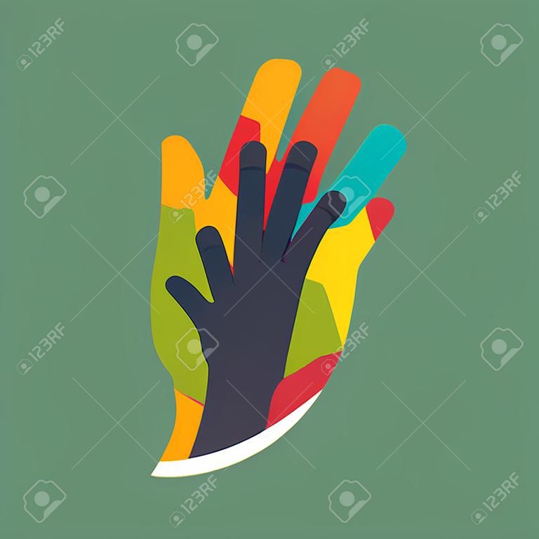 Hand Fingergeste Palme Symbol. Isolierte und flache Abbildung. Vektorgrafik