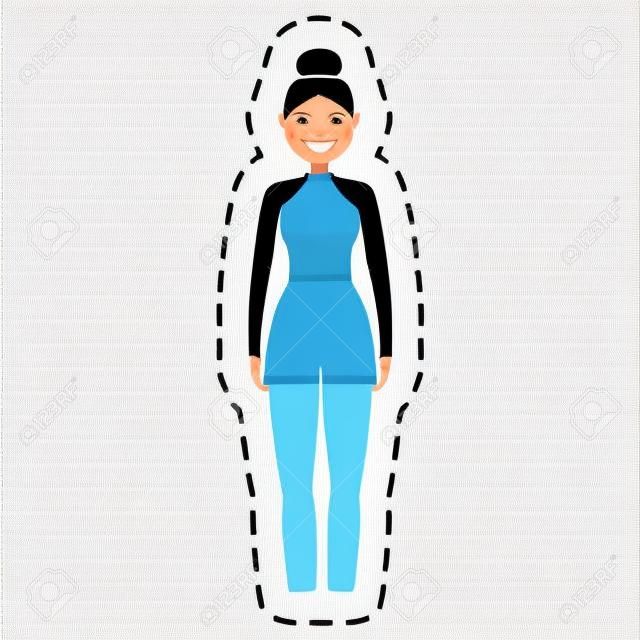 meisje dragen casual kleding cartoon pictogram over witte achtergrond. kleurrijk ontwerp. vector illustratie