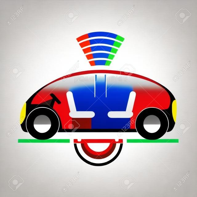 autonomous car icon over white background colorful design vector illustration