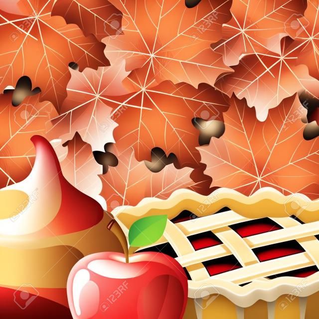 Icône de tarte aux pommes sur fond blanc, illustration vectorielle