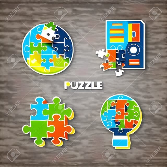 set of puzzle pieces vector illustration design