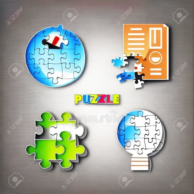 set of puzzle pieces vector illustration design