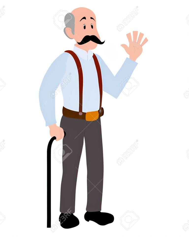 Vieil homme chauve avec moustache caractère avatar vector illustration design