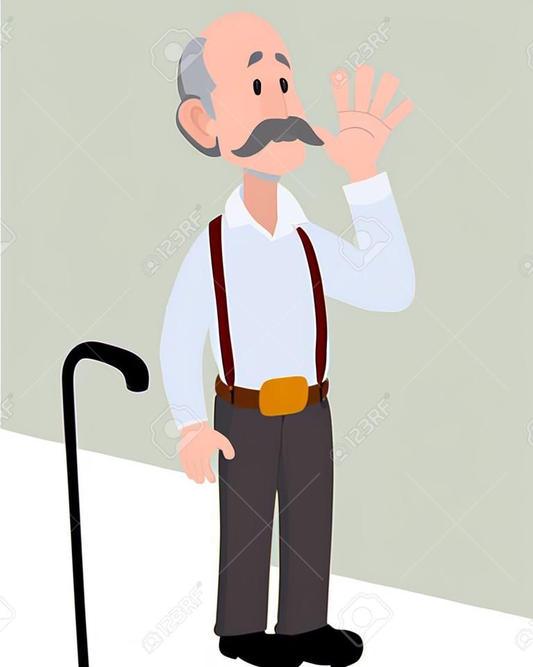 Alter Mann mit Glatze und Schnurrbart Avatar Charakter Vector Illustration Design