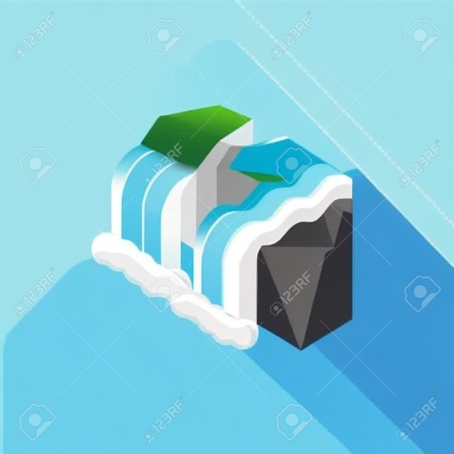mountain with waterfall on white background vector illustration design