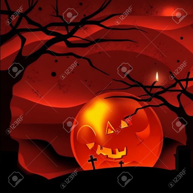 Diseño de tumbas, fiesta de Halloween horror miedo celebración otoño oscuro y fiesta tema ilustración vectorial