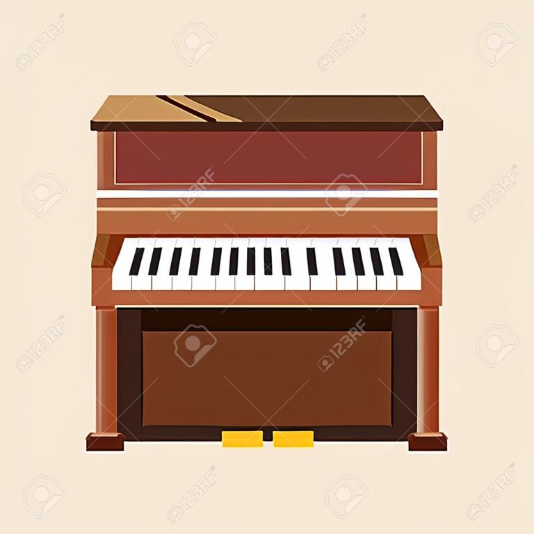 白い背景ベクトルイラストデザインの木製ピアノ