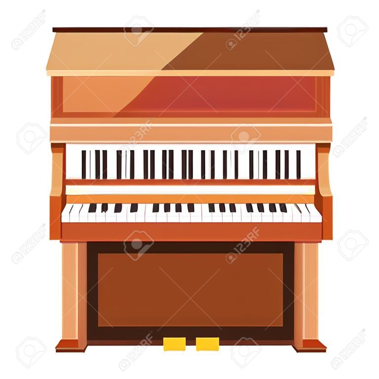白い背景ベクトルイラストデザインの木製ピアノ
