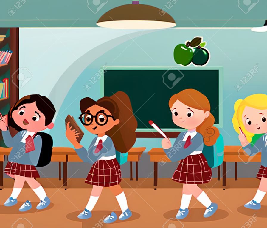 studenten meisjes klaslokaal