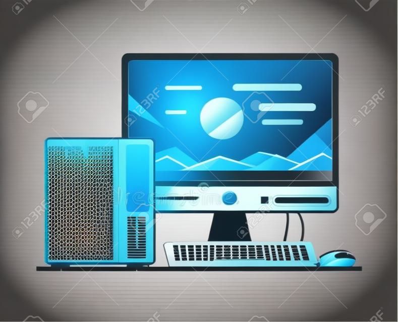 vector illustration computer equipment desktop