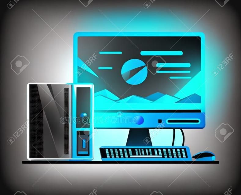 vector illustration computer equipment desktop