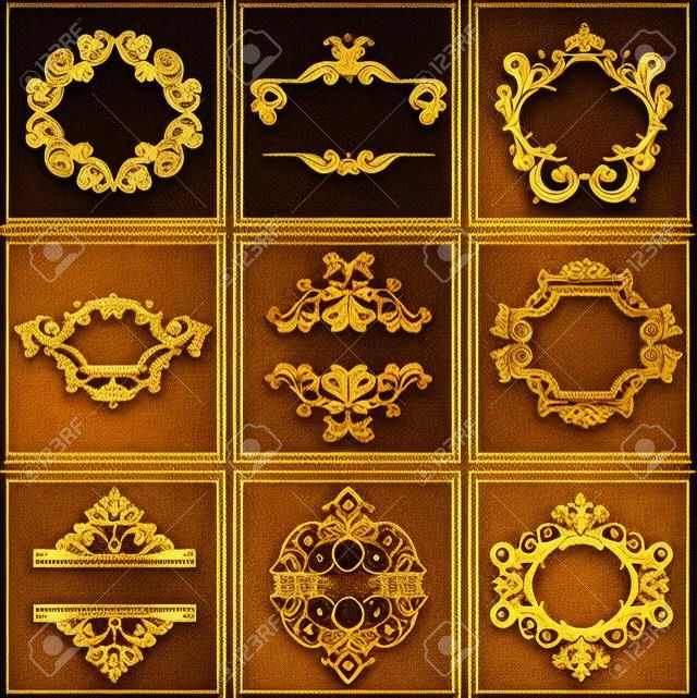 Marcos decorativos de oro adornado Quad