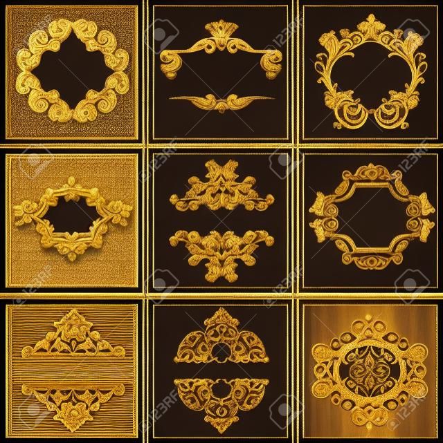 Marcos decorativos de oro adornado Quad