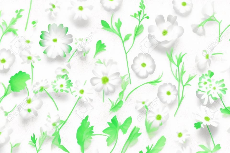 minimal flower spring floral white summer leaf background mockup nature isolated. Generative AI.