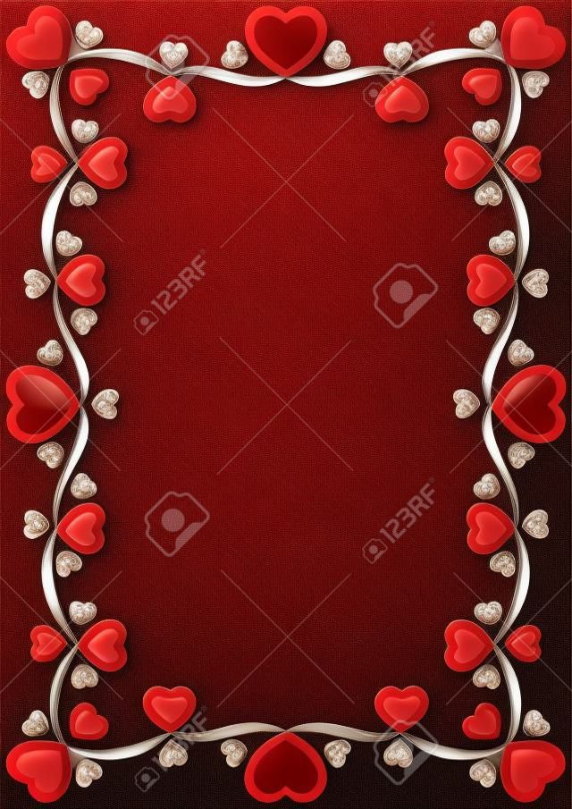 Het frame bestaat uit rode harten