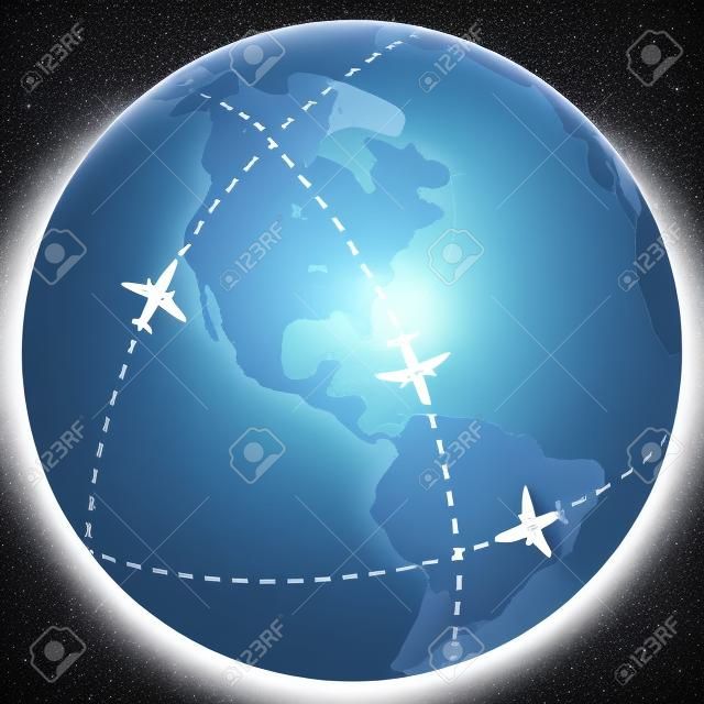 rutas de vuelo de avión globo de tierra