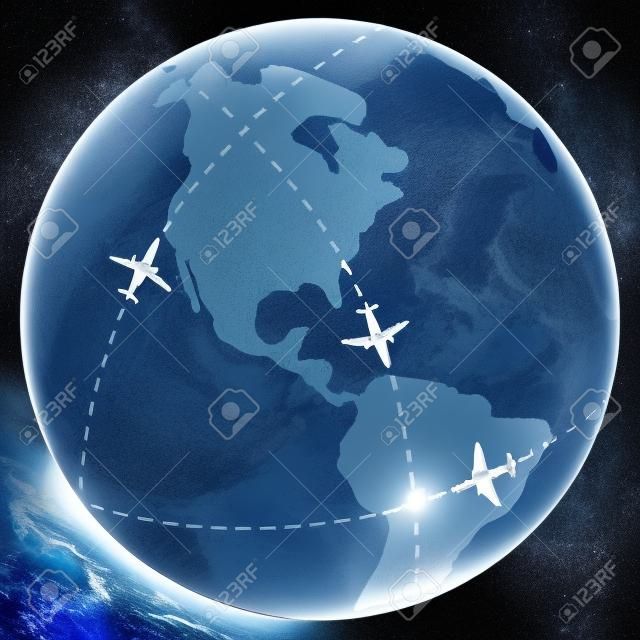 rutas de vuelo de avión globo de tierra