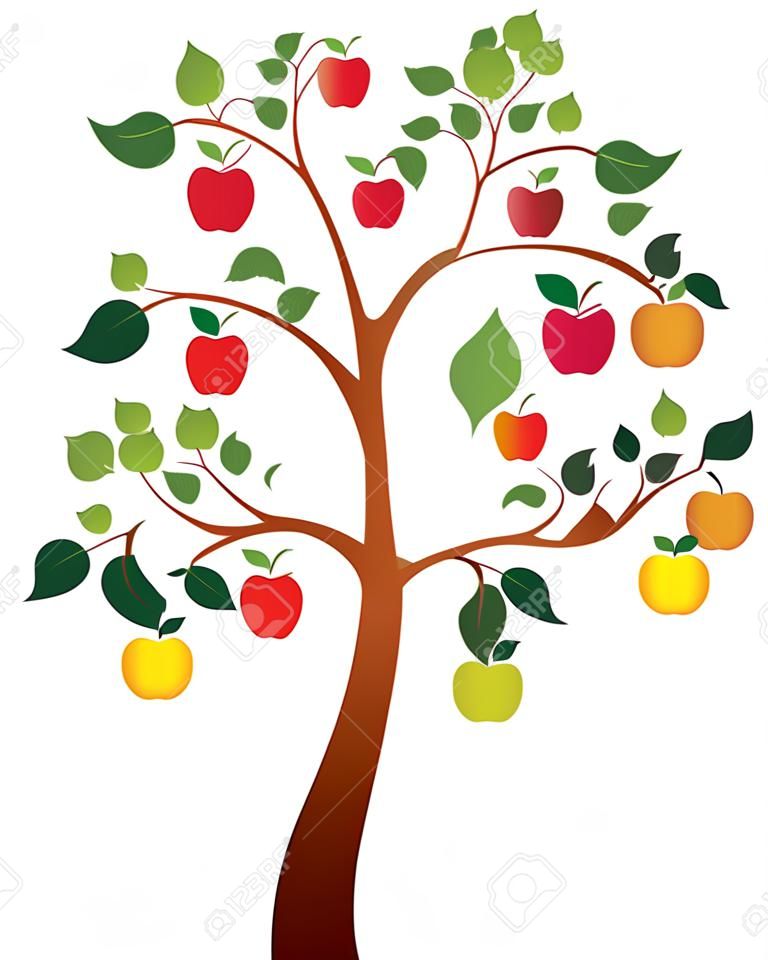 albero di mele vettoriale con frutta