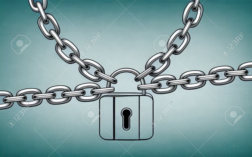 illustration of metal chain and lock