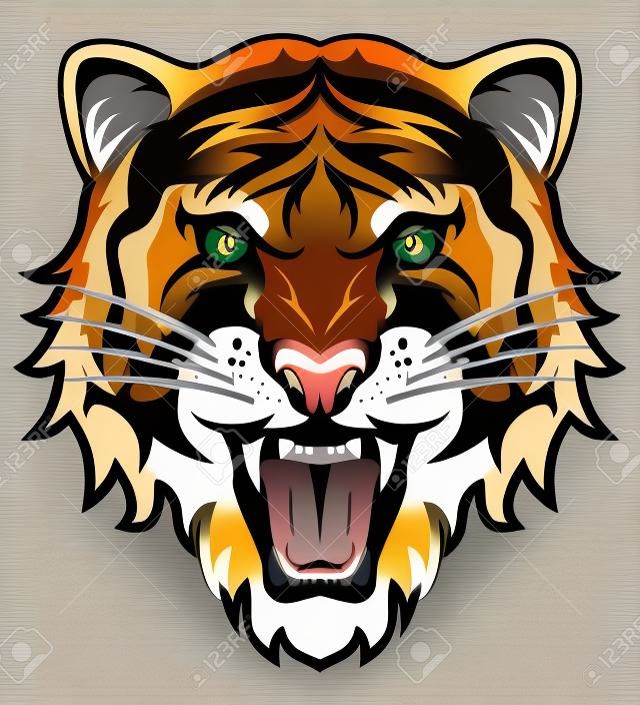 gestileerde gezicht van boze tijger