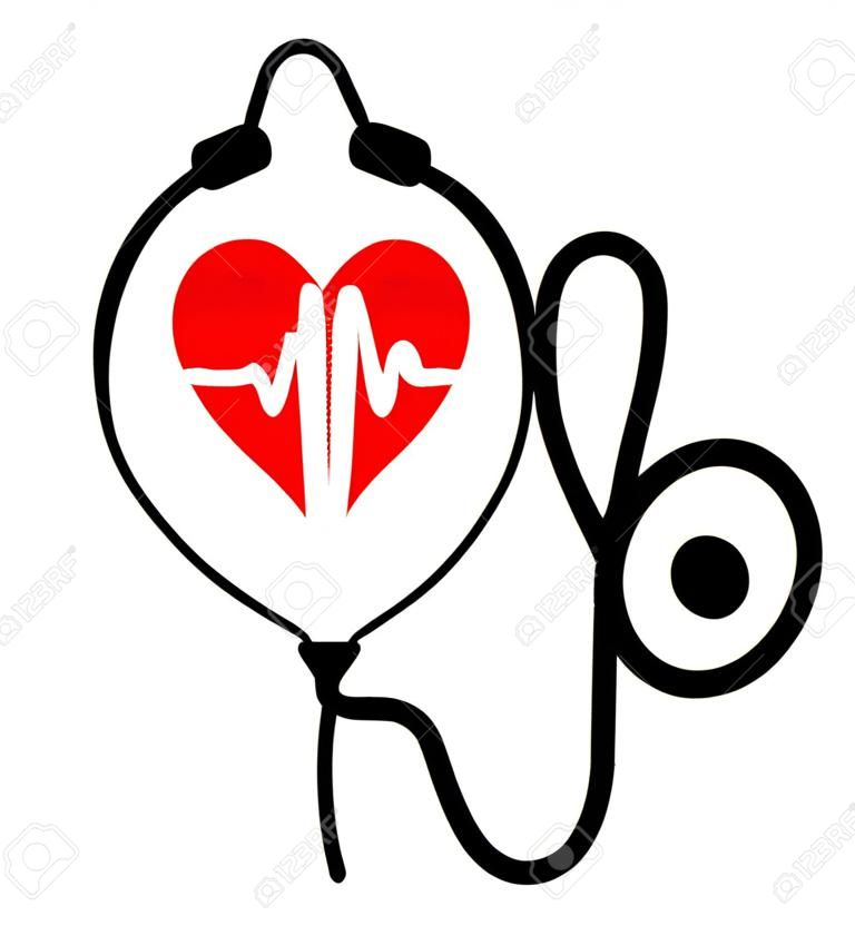 symbole de l'examen médical de la santé cardiaque et le rythme cardiaque avec un stéthoscope