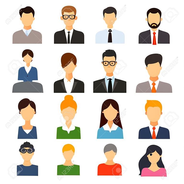 vector set of people icons. business person flat illustration. man and woman symbols. people avatar collection isolated on white background