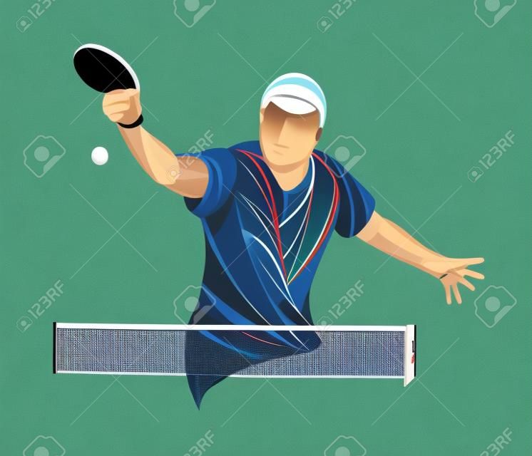 tennis de table, ping-pong, tennis de table, joueur, athlète, jeu, vecteur