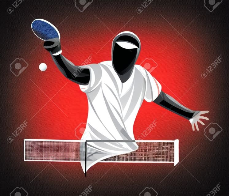 tennis de table, ping-pong, tennis de table, joueur, athlète, jeu, vecteur